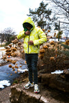 Green/yellow reversible coat